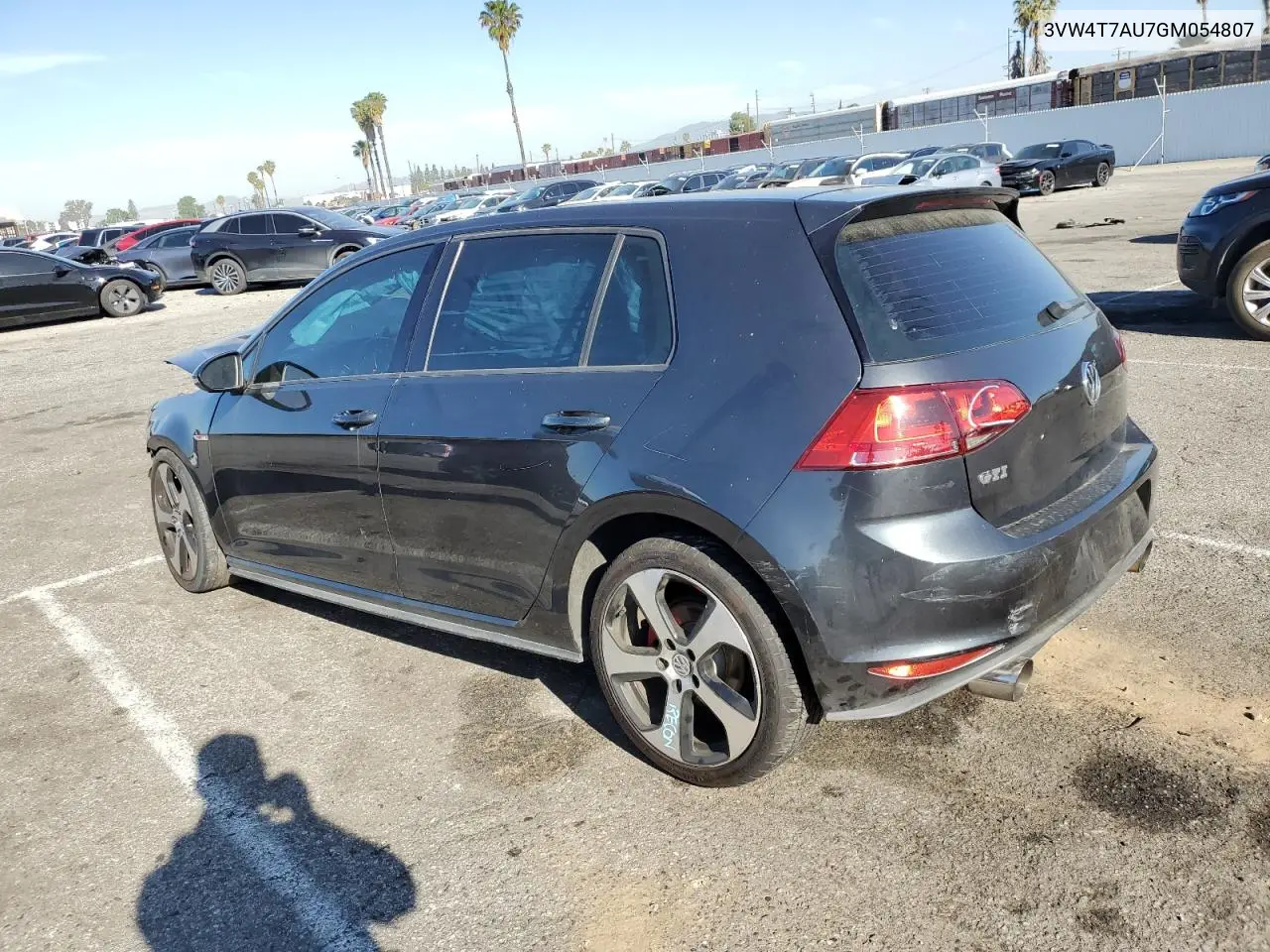 2016 Volkswagen Gti S/Se VIN: 3VW4T7AU7GM054807 Lot: 52294475