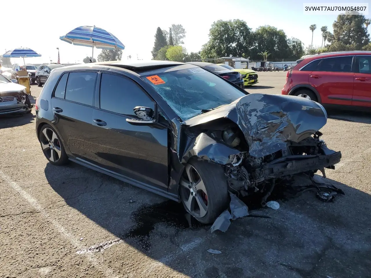 2016 Volkswagen Gti S/Se VIN: 3VW4T7AU7GM054807 Lot: 52294475