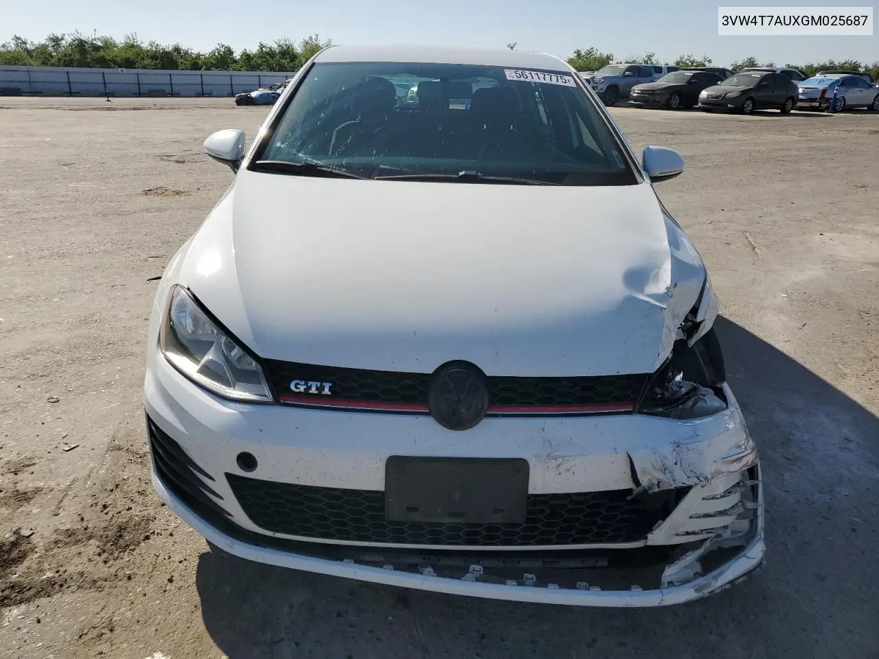 2016 Volkswagen Gti S/Se VIN: 3VW4T7AUXGM025687 Lot: 56117775