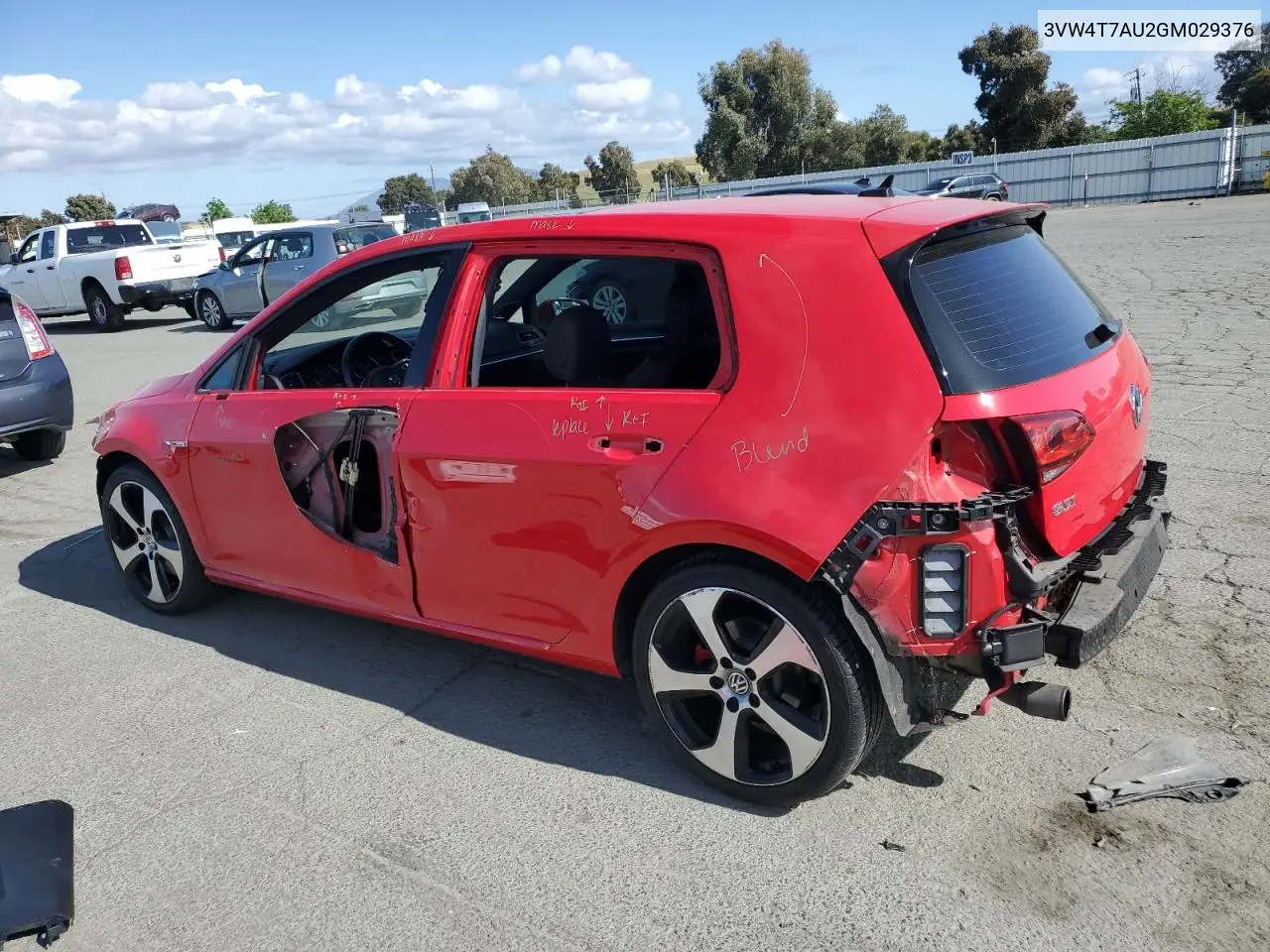2016 Volkswagen Gti S/Se VIN: 3VW4T7AU2GM029376 Lot: 56343285