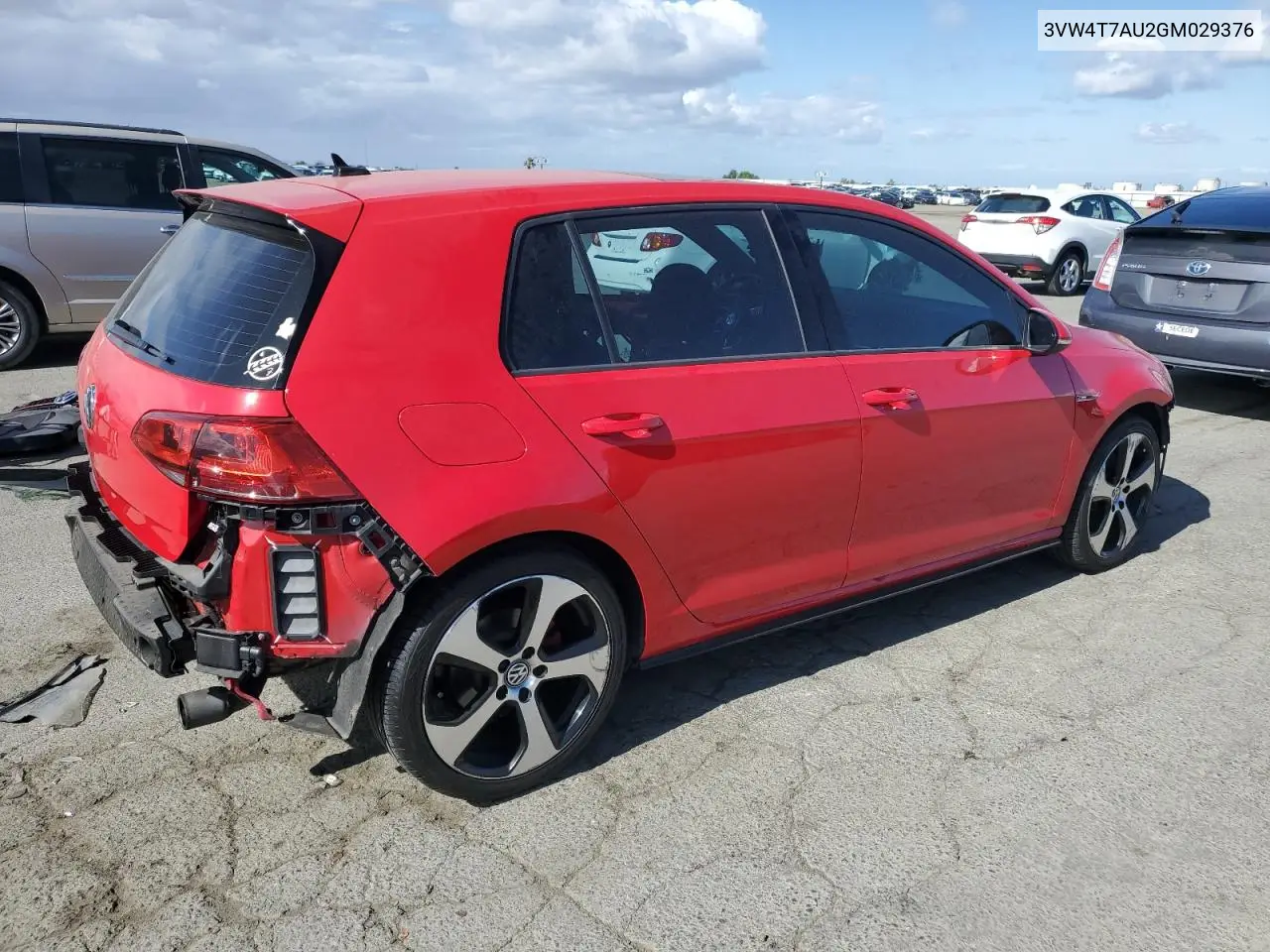 2016 Volkswagen Gti S/Se VIN: 3VW4T7AU2GM029376 Lot: 56343285