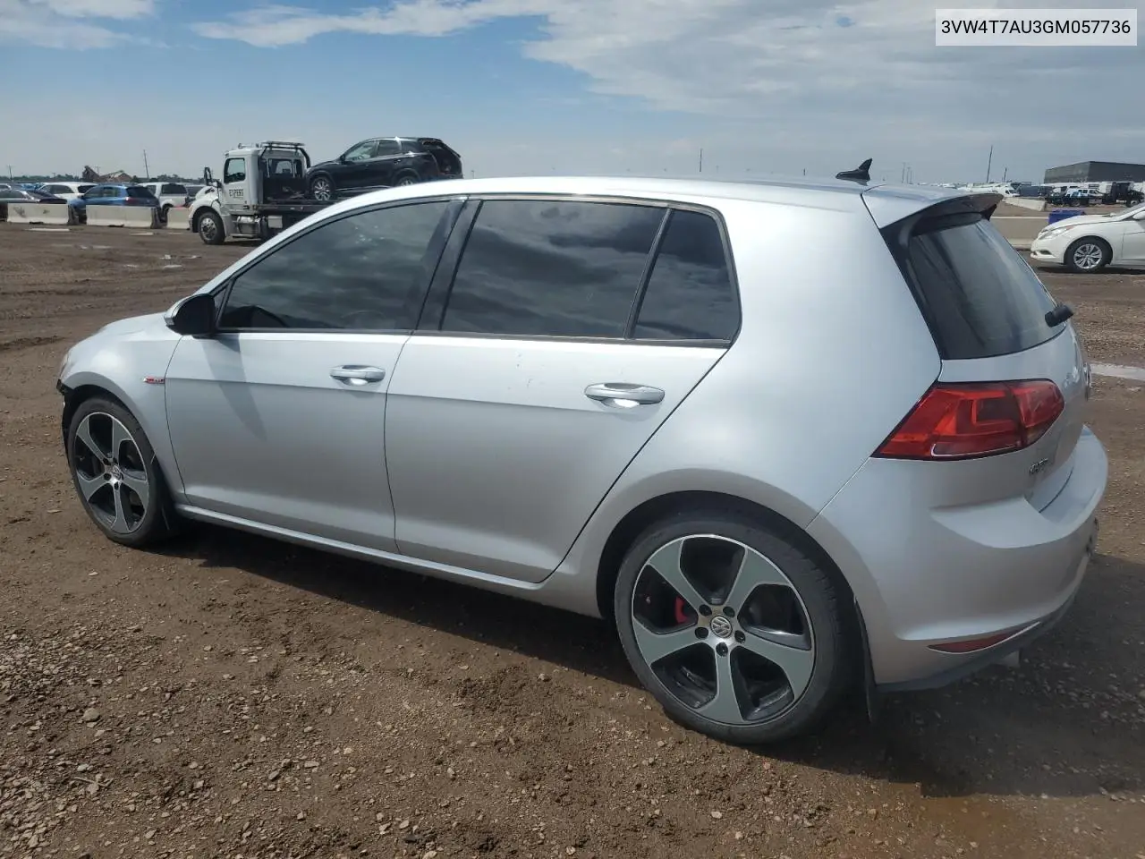 2016 Volkswagen Gti S/Se VIN: 3VW4T7AU3GM057736 Lot: 62344255