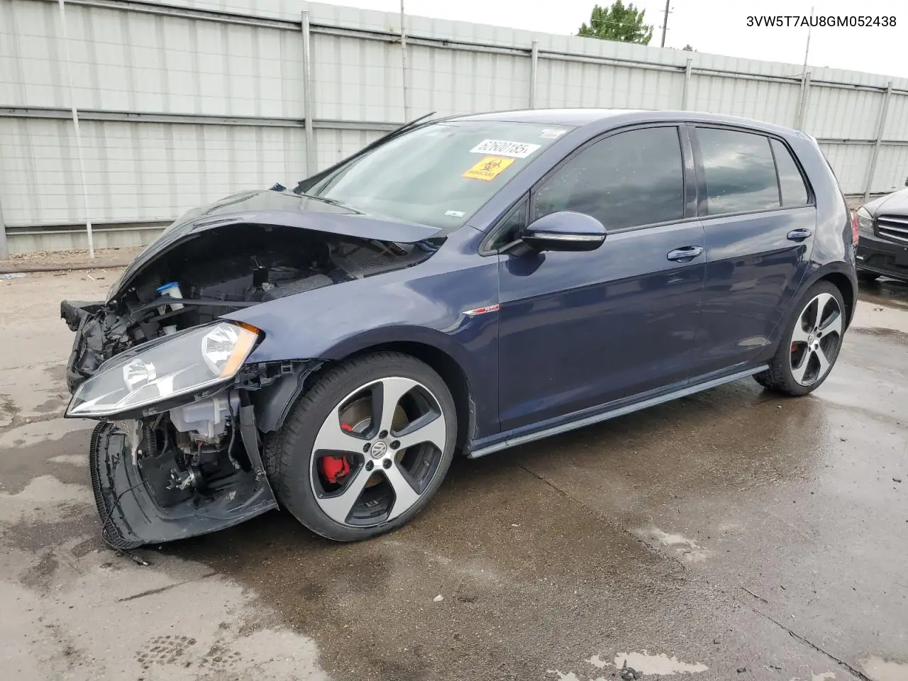 2016 Volkswagen Gti S/Se VIN: 3VW5T7AU8GM052438 Lot: 62600185