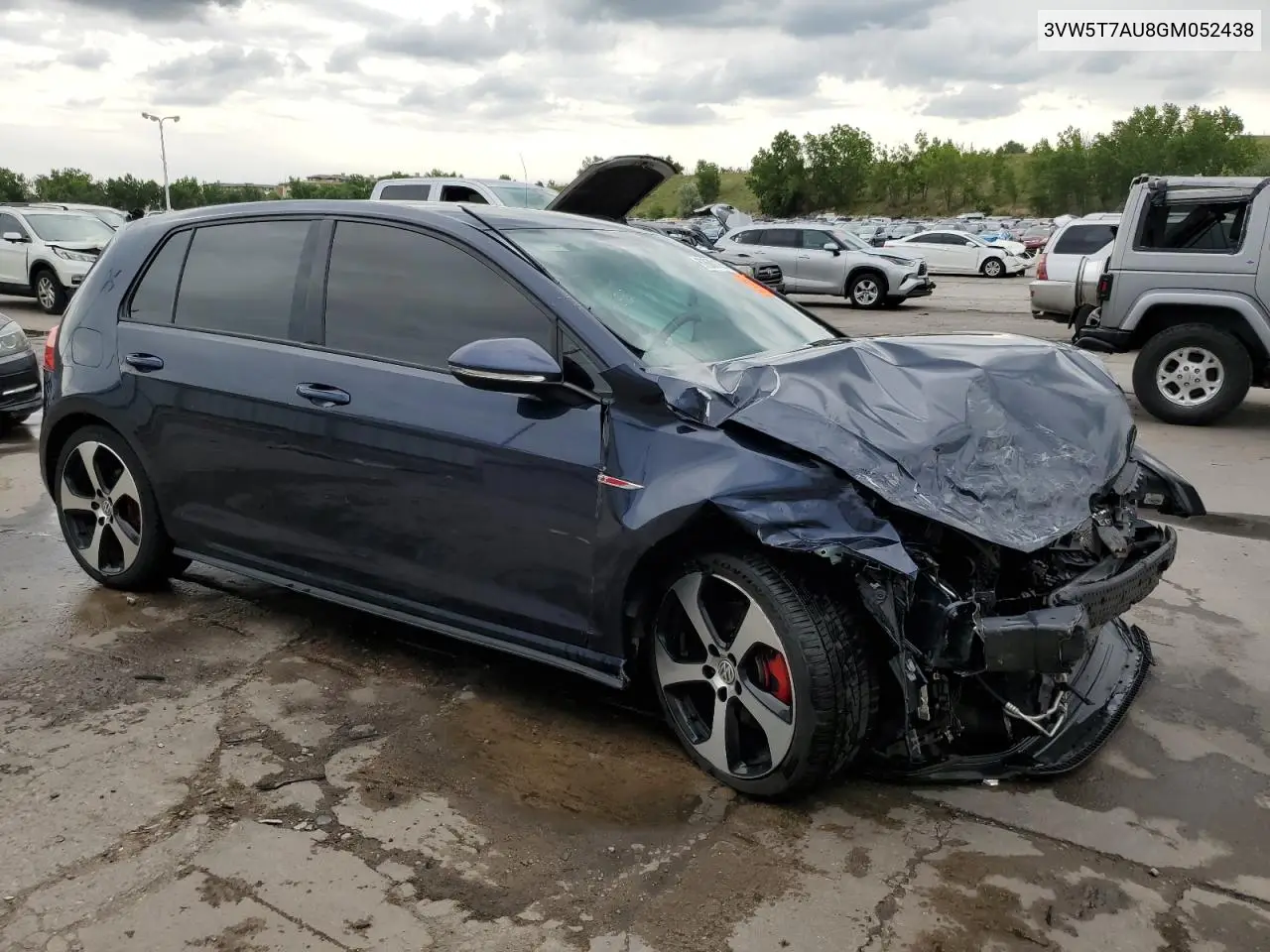 2016 Volkswagen Gti S/Se VIN: 3VW5T7AU8GM052438 Lot: 62600185