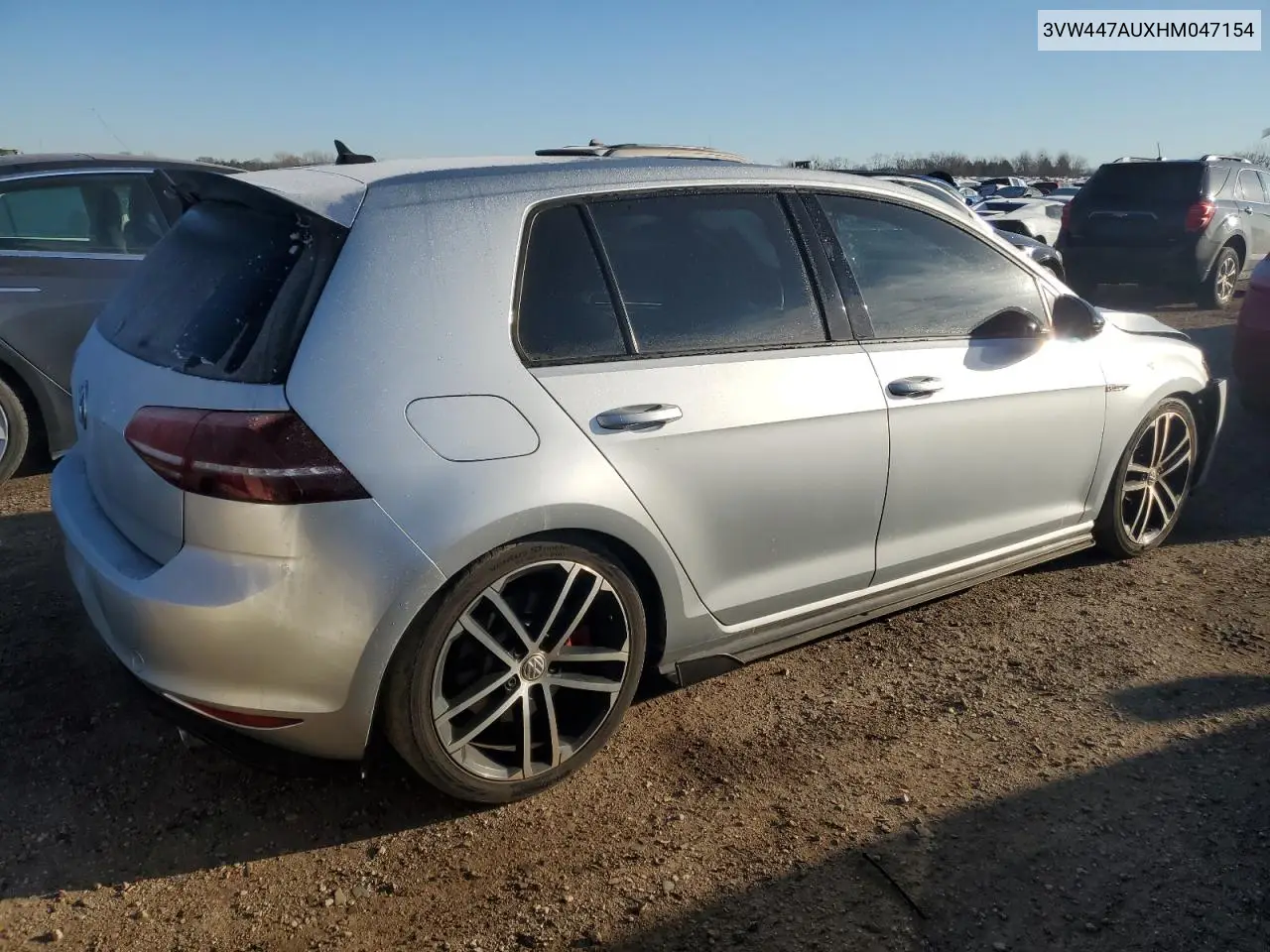 2017 Volkswagen Gti S/Se VIN: 3VW447AUXHM047154 Lot: 43026255