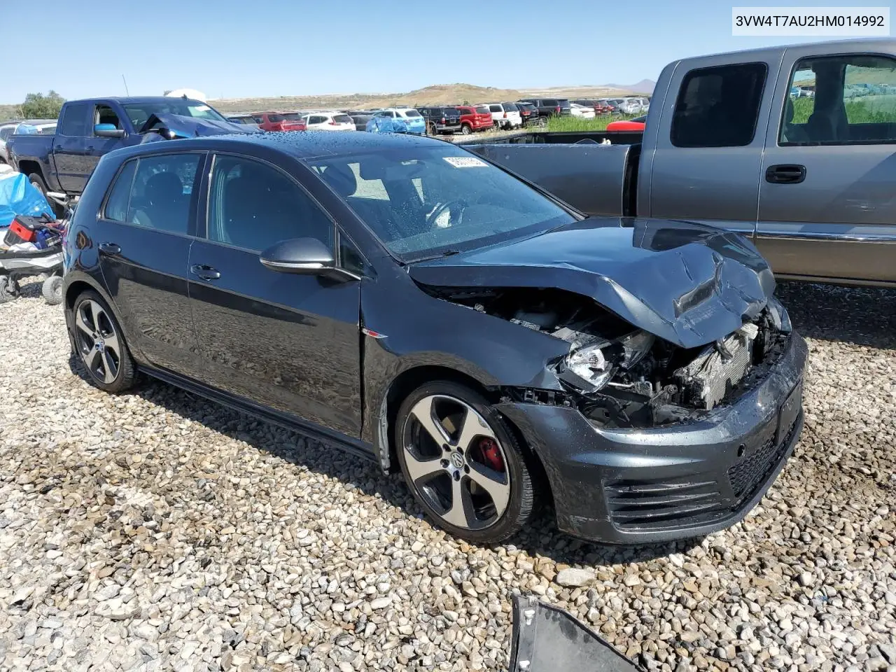 2017 Volkswagen Gti S VIN: 3VW4T7AU2HM014992 Lot: 59377755