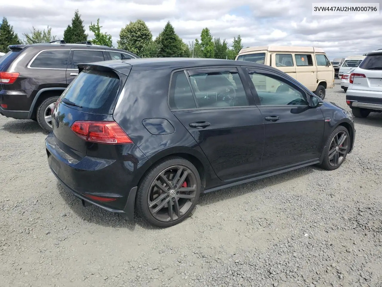 2017 Volkswagen Gti S/Se VIN: 3VW447AU2HM000796 Lot: 61616815