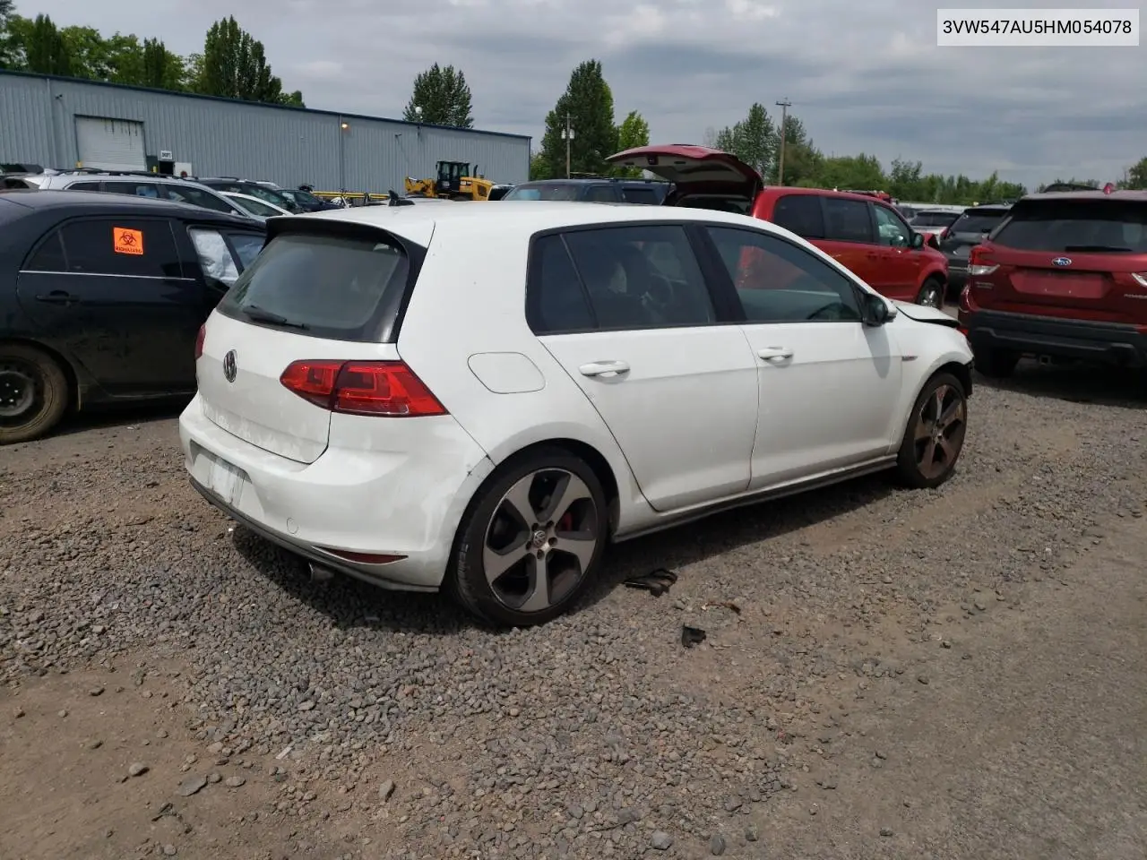 2017 Volkswagen Gti Sport VIN: 3VW547AU5HM054078 Lot: 62403535