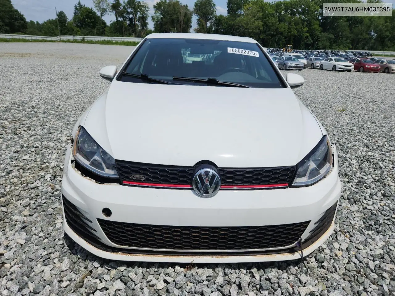 2017 Volkswagen Gti S VIN: 3VW5T7AU6HM035395 Lot: 65602375
