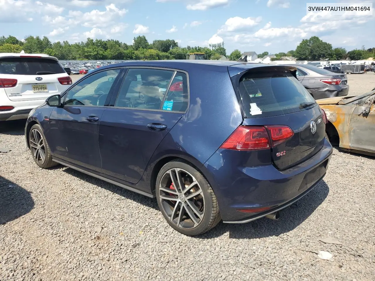 2017 Volkswagen Gti S/Se VIN: 3VW447AU1HM041694 Lot: 65972135