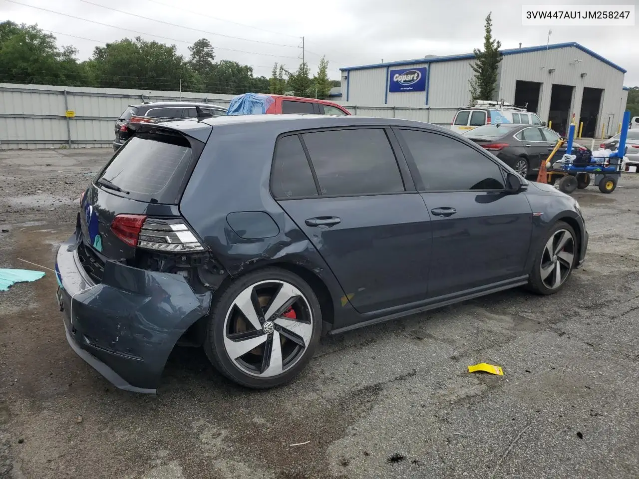 2018 Volkswagen Gti S/Se VIN: 3VW447AU1JM258247 Lot: 55912845