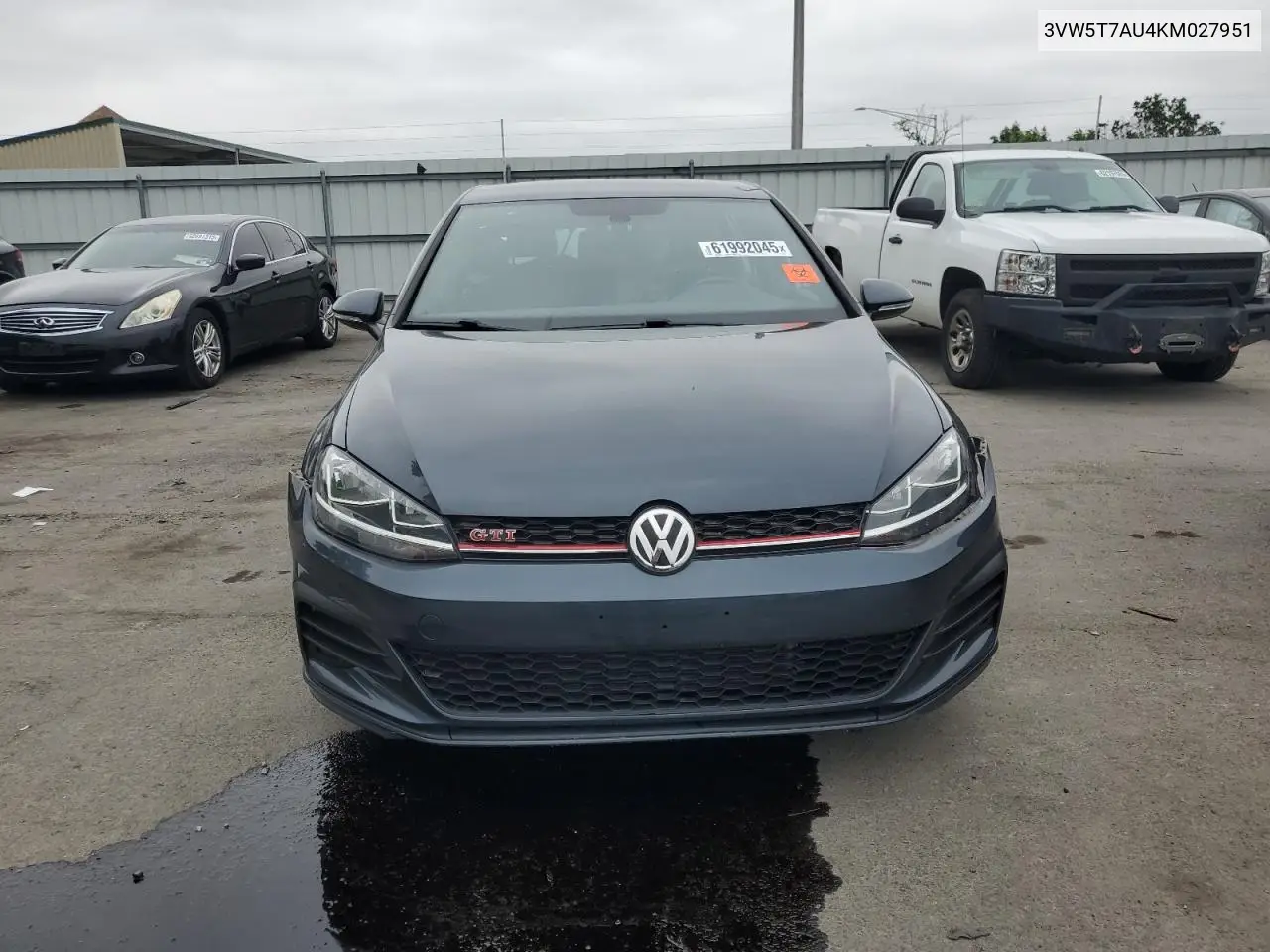 2019 Volkswagen Gti S VIN: 3VW5T7AU4KM027951 Lot: 61992045