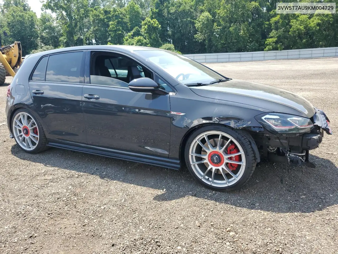 2019 Volkswagen Gti S VIN: 3VW5T7AU9KM004729 Lot: 62554895