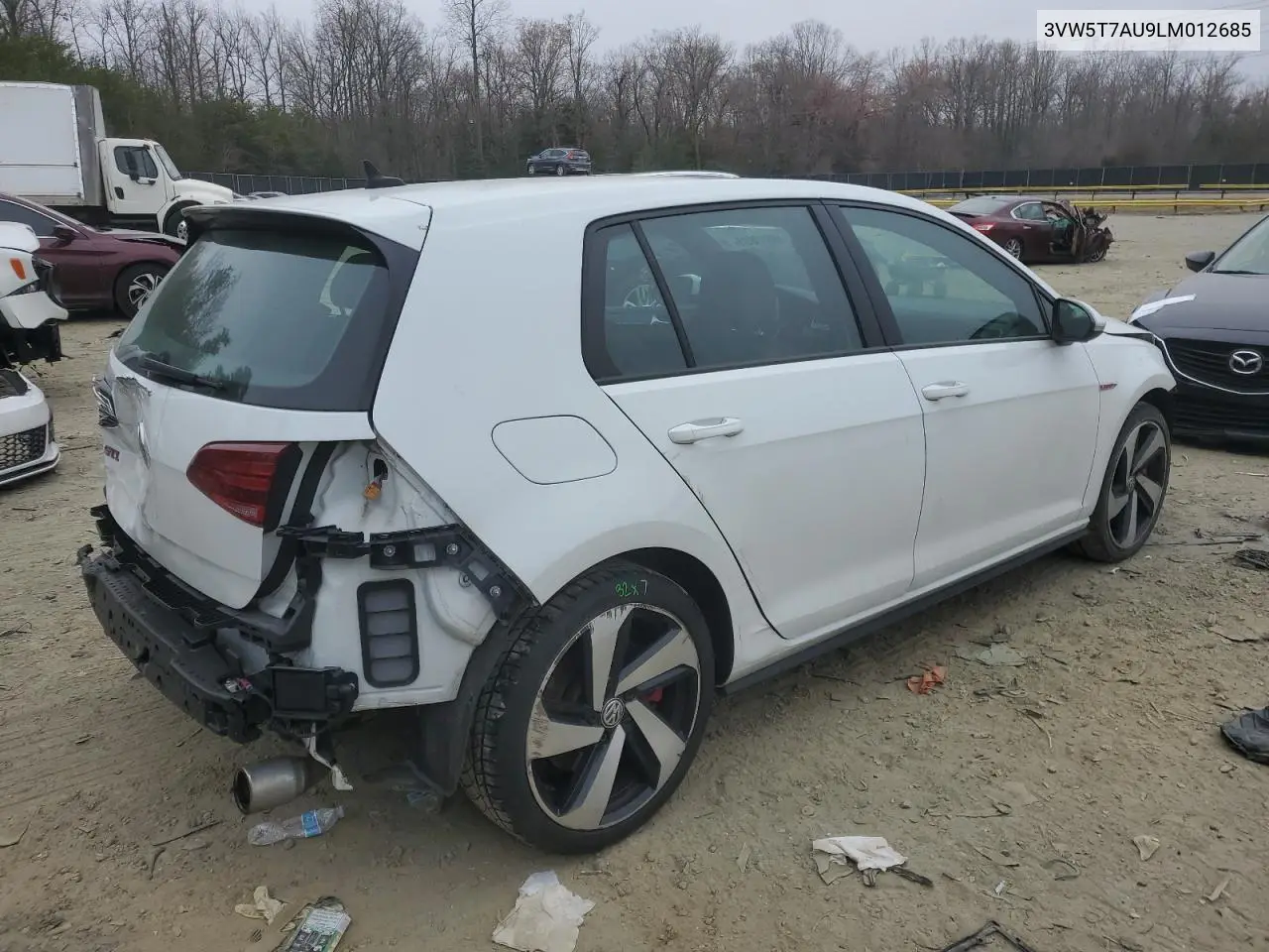 2020 Volkswagen Gti S VIN: 3VW5T7AU9LM012685 Lot: 48813895