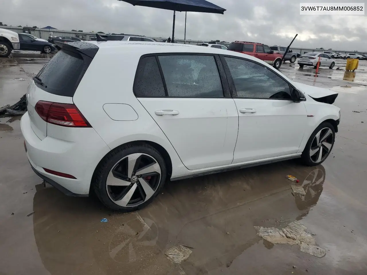 2021 Volkswagen Gti S VIN: 3VW6T7AU8MM006852 Lot: 55939895
