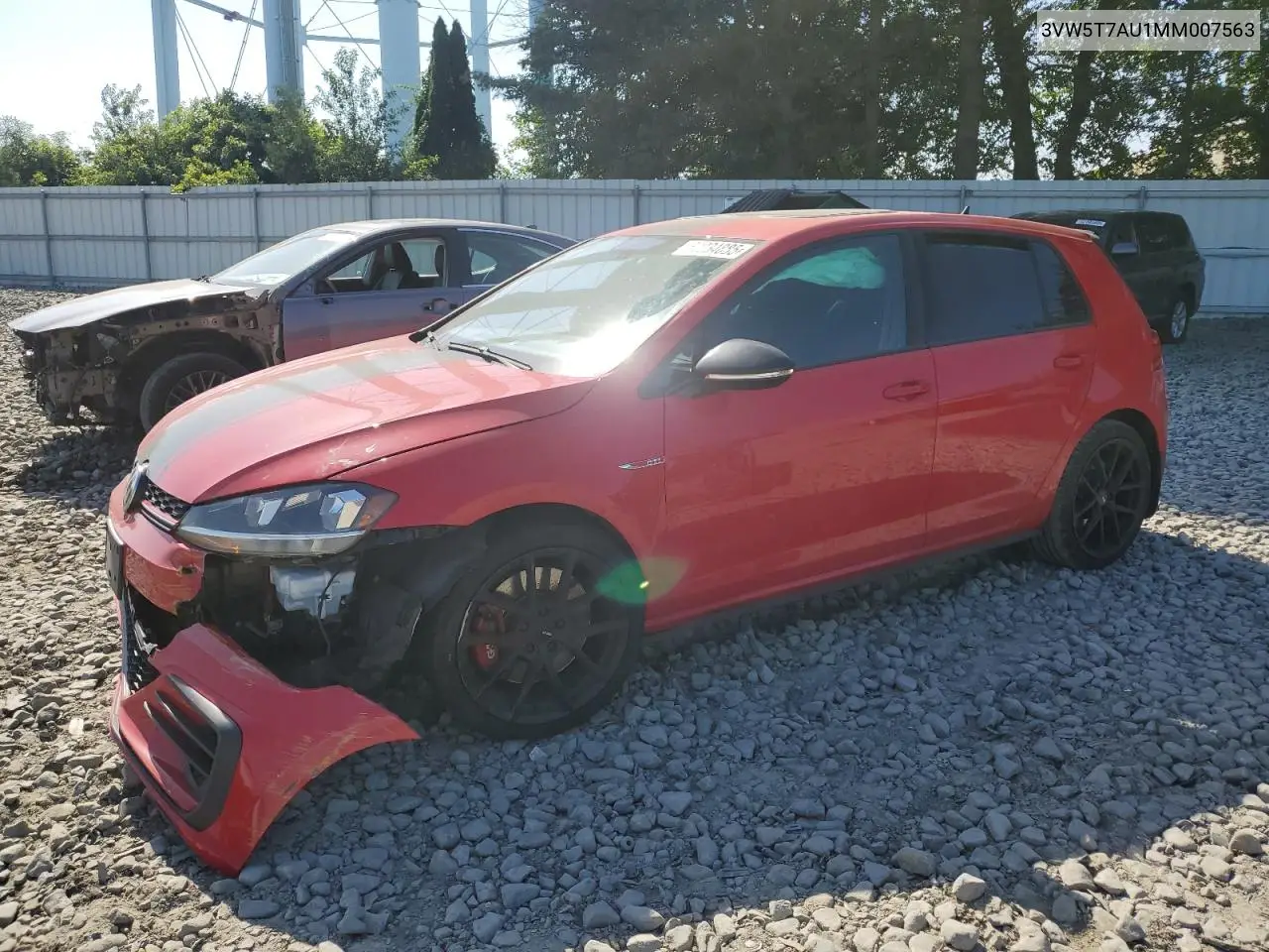 2021 Volkswagen Gti S VIN: 3VW5T7AU1MM007563 Lot: 62034885