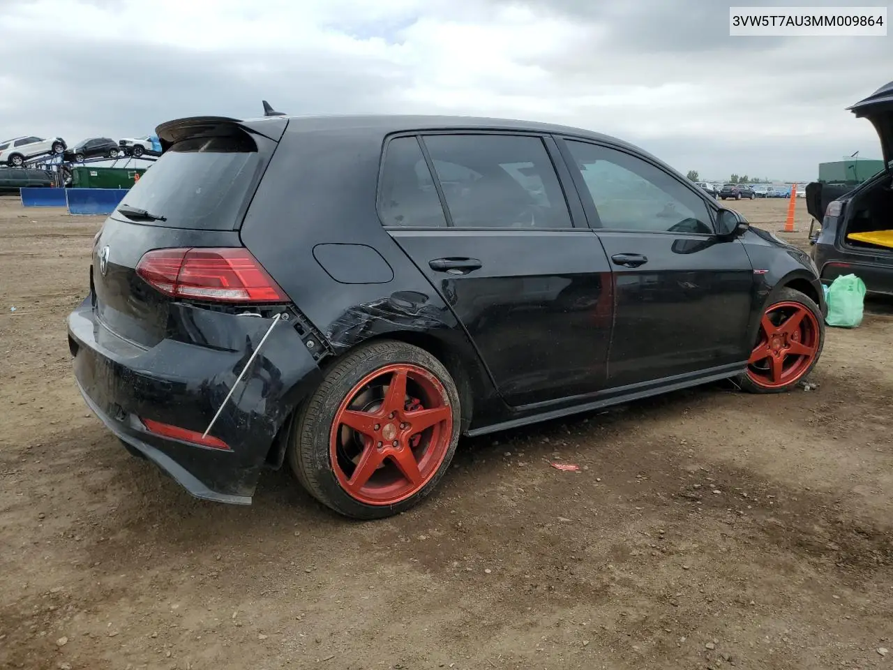 2021 Volkswagen Gti S VIN: 3VW5T7AU3MM009864 Lot: 62330155
