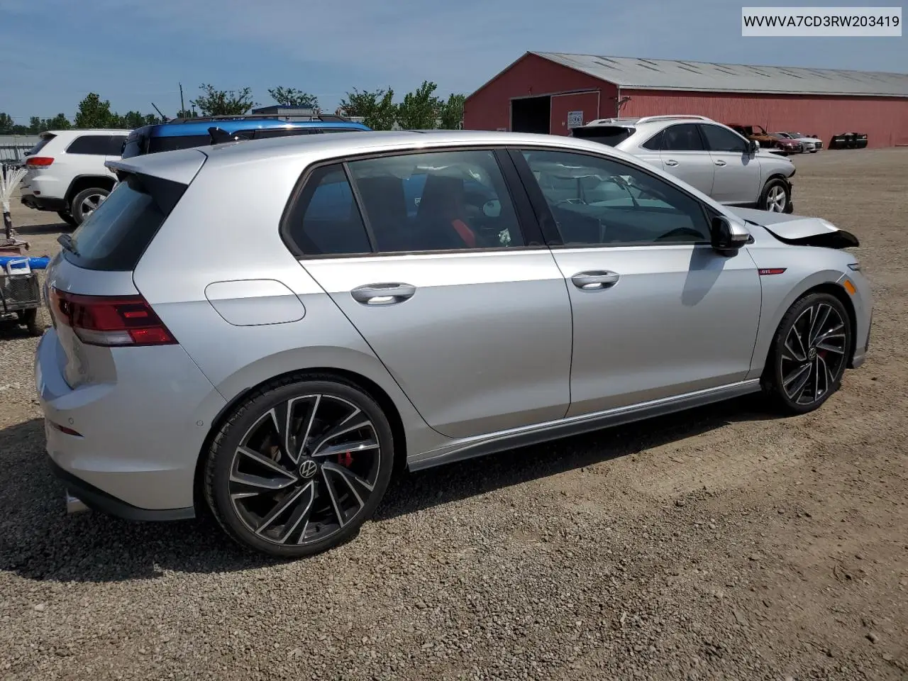 2024 Volkswagen Gti Autobahn VIN: WVWVA7CD3RW203419 Lot: 61914355