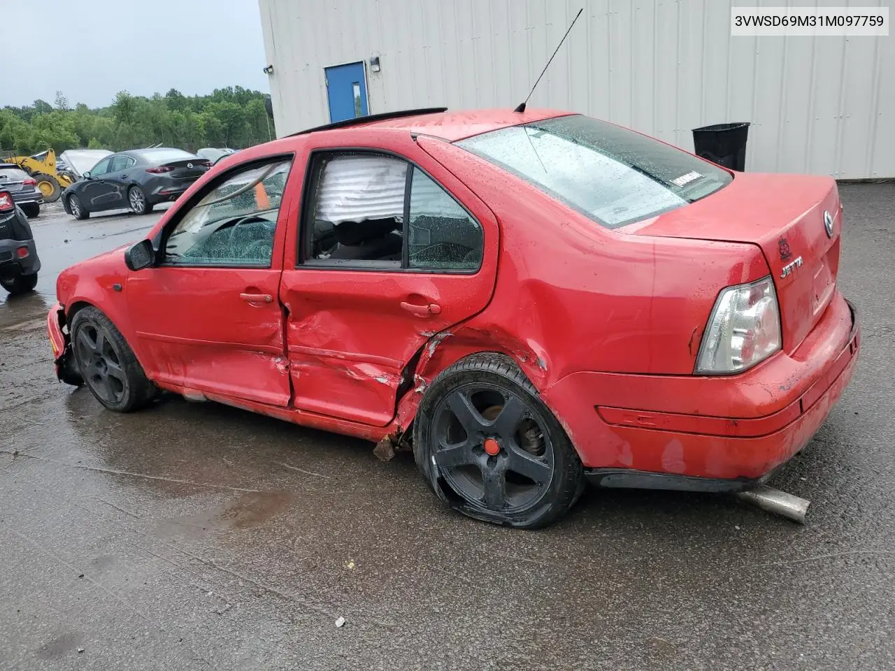 2001 Volkswagen Jetta Gls VIN: 3VWSD69M31M097759 Lot: 63184095