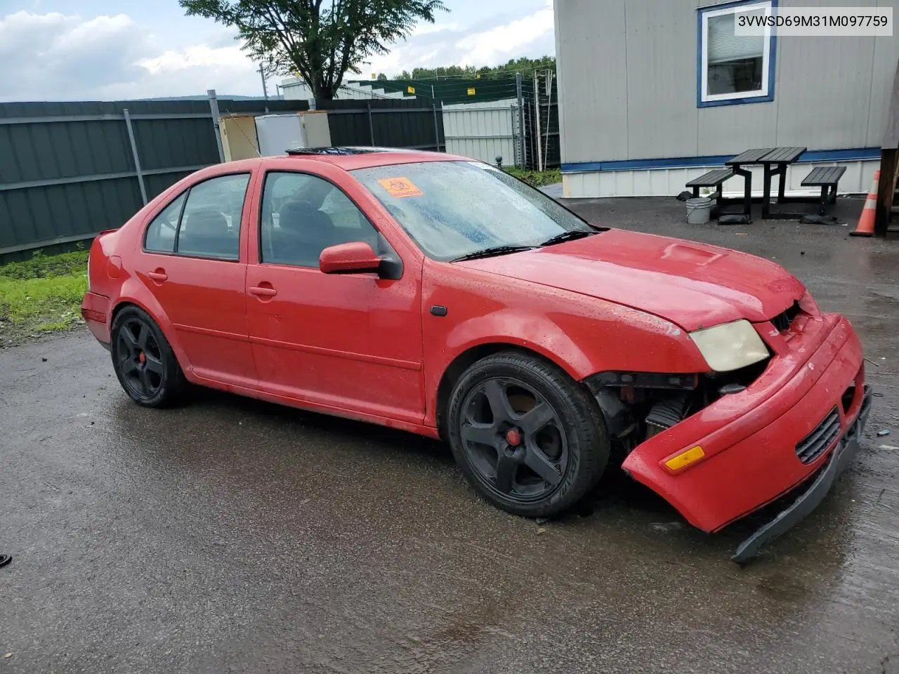2001 Volkswagen Jetta Gls VIN: 3VWSD69M31M097759 Lot: 63184095