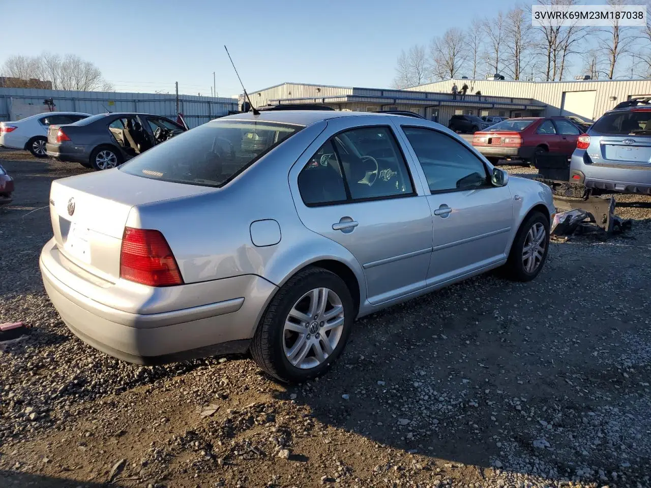 2003 Volkswagen Jetta Gl VIN: 3VWRK69M23M187038 Lot: 42656575