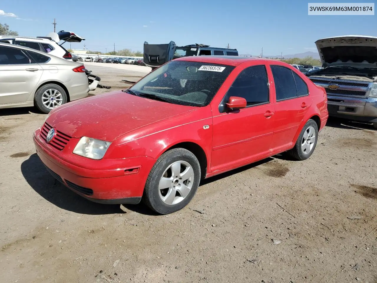 2003 Volkswagen Jetta Gls VIN: 3VWSK69M63M001874 Lot: 56256575