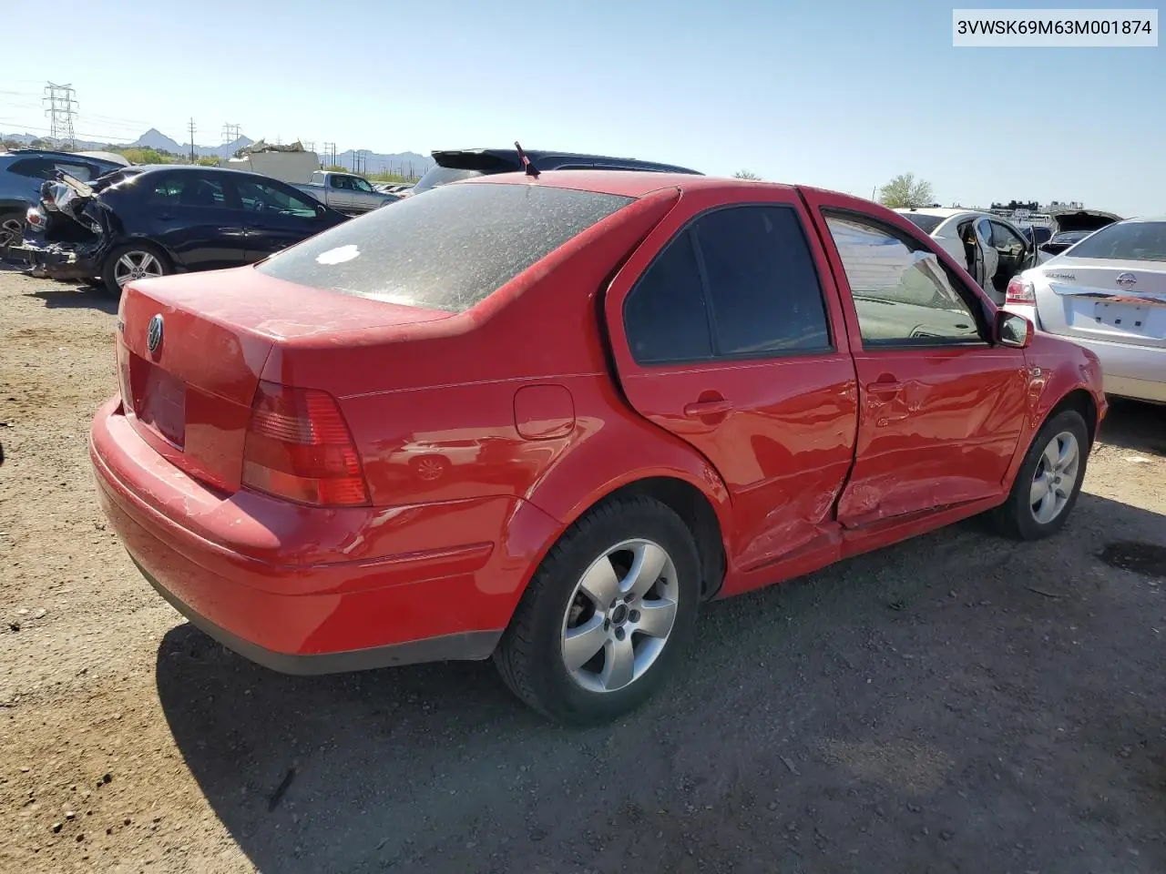 2003 Volkswagen Jetta Gls VIN: 3VWSK69M63M001874 Lot: 56256575