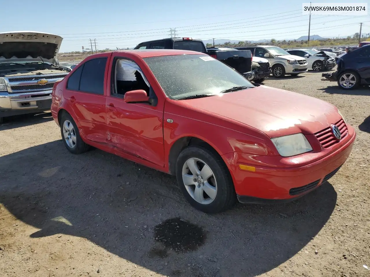 2003 Volkswagen Jetta Gls VIN: 3VWSK69M63M001874 Lot: 56256575