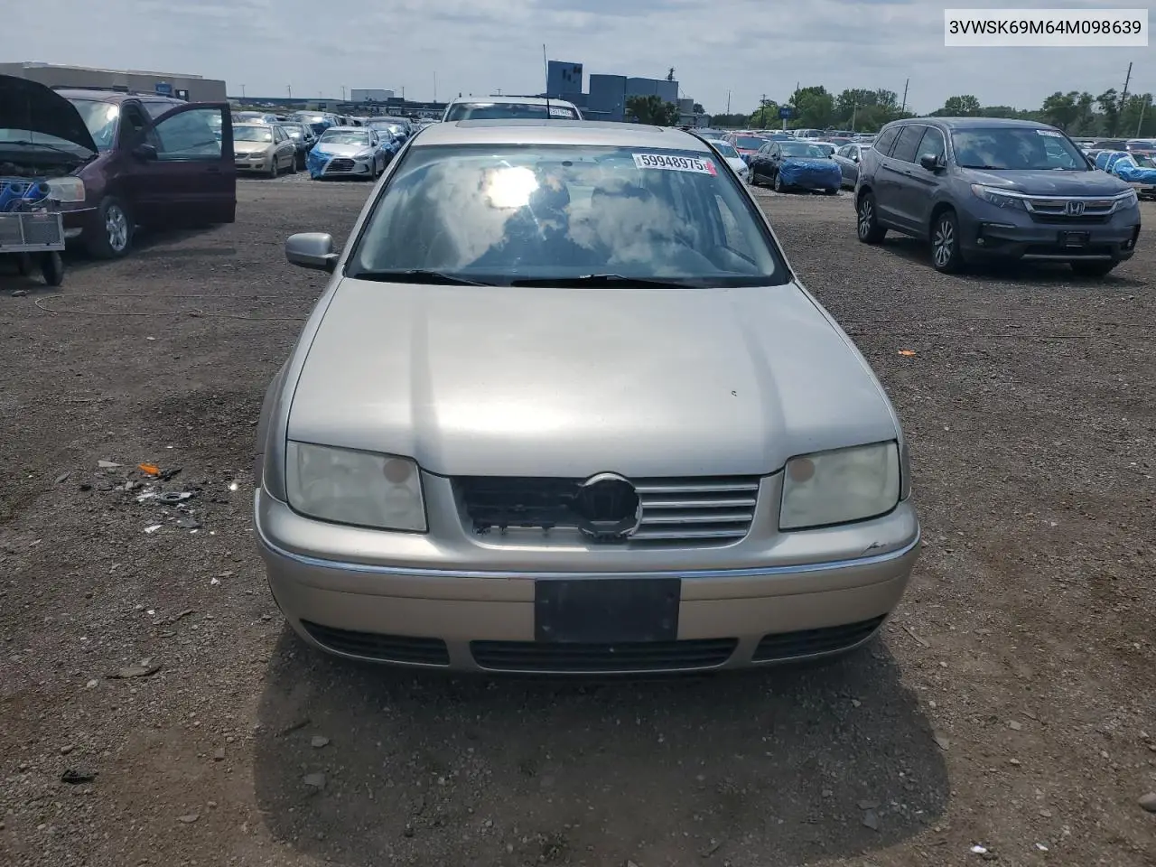 2004 Volkswagen Jetta Gls VIN: 3VWSK69M64M098639 Lot: 59948975