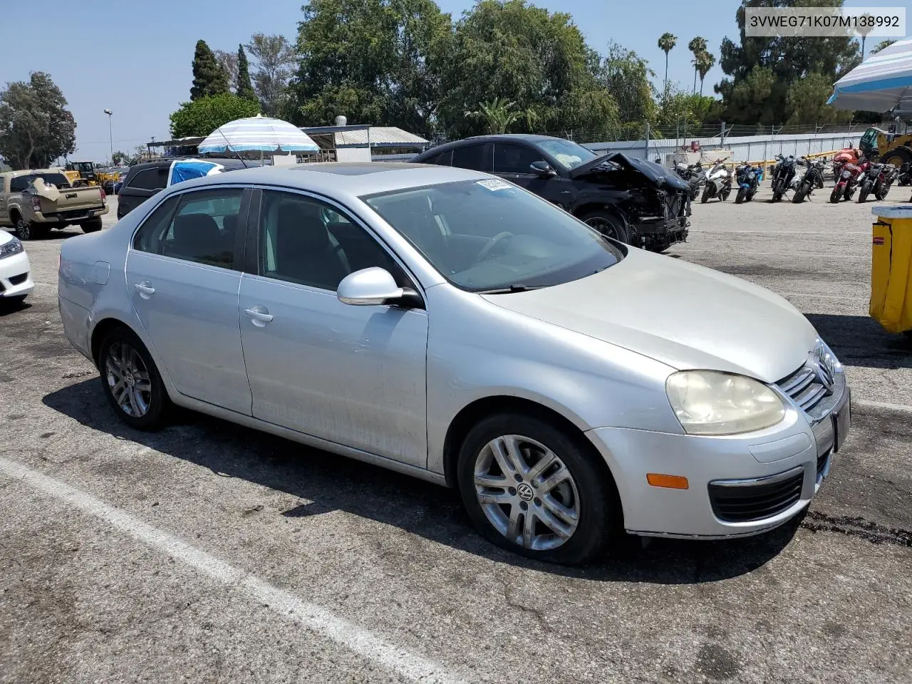 2007 Volkswagen Jetta Wolfsburg VIN: 3VWEG71K07M138992 Lot: 62531995