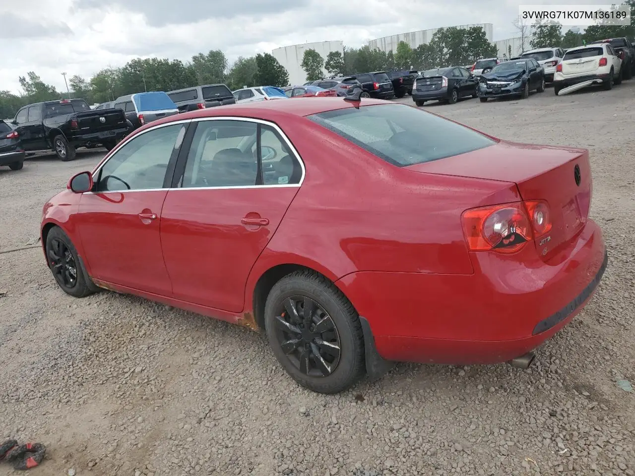 2007 Volkswagen Jetta 2.5 Option Package 1 VIN: 3VWRG71K07M136189 Lot: 65054945