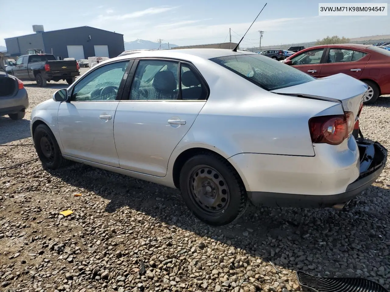 2008 Volkswagen Jetta S VIN: 3VWJM71K98M094547 Lot: 60100655
