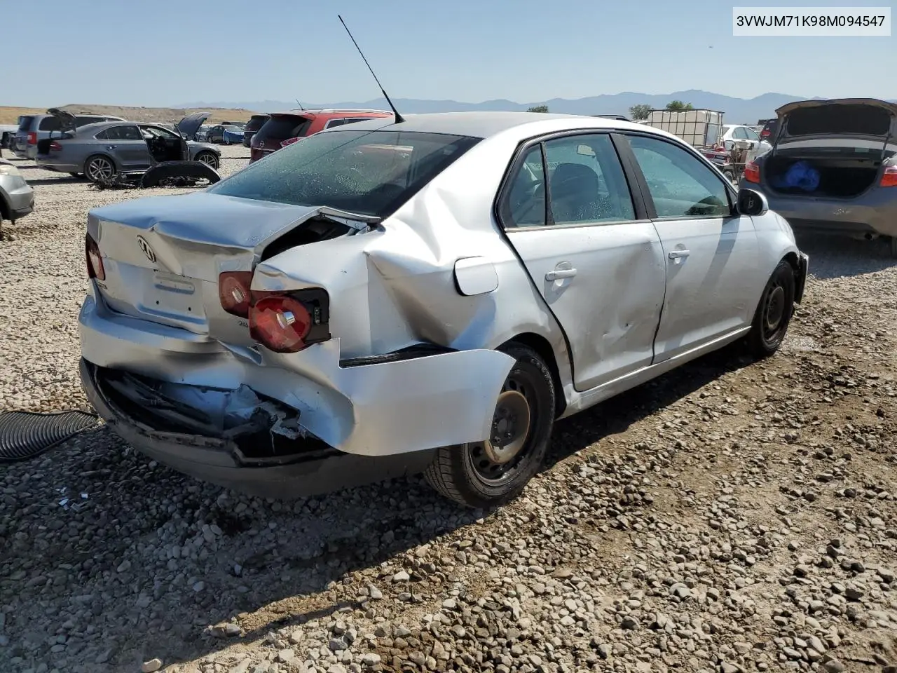 2008 Volkswagen Jetta S VIN: 3VWJM71K98M094547 Lot: 60100655