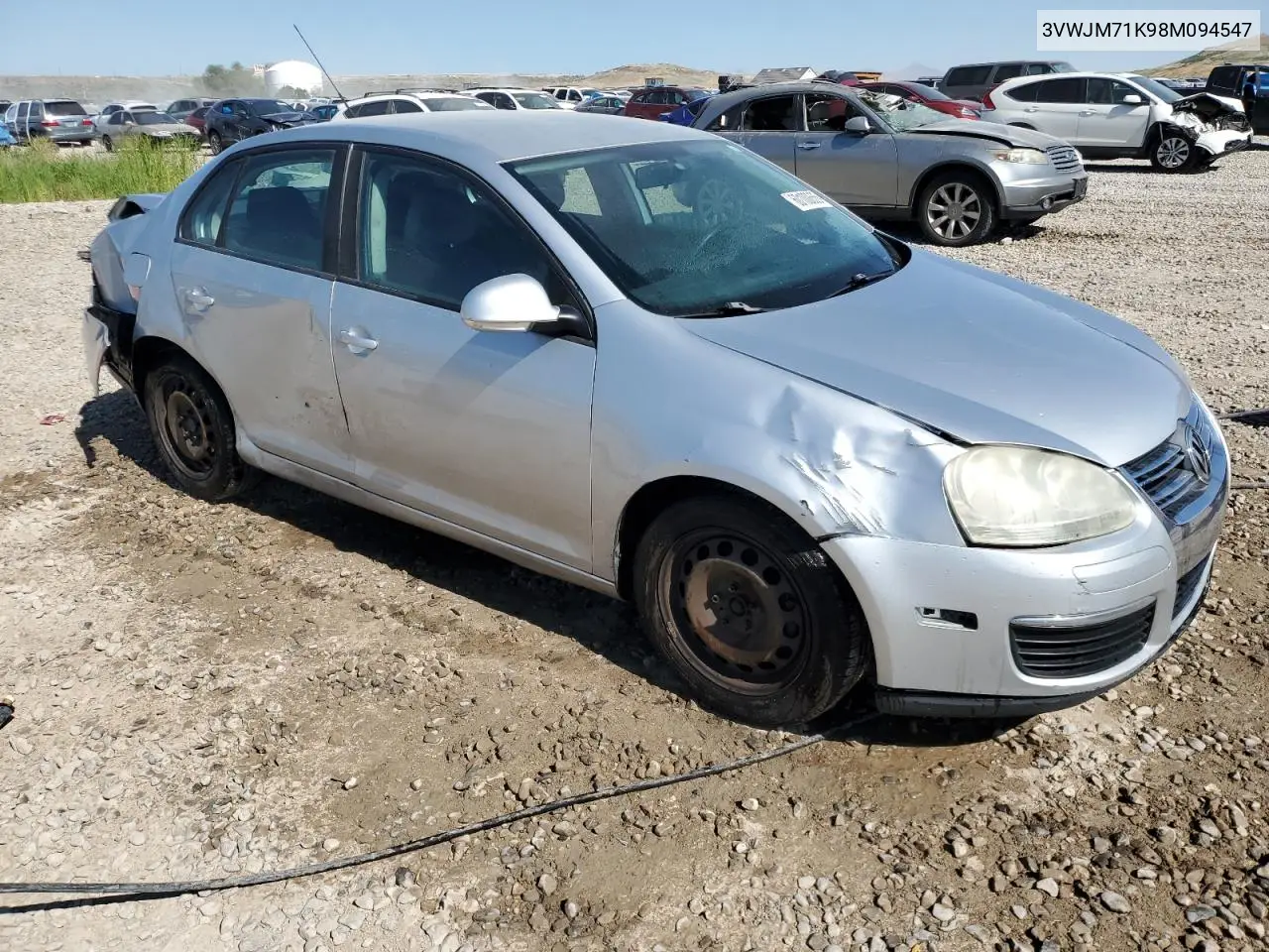 2008 Volkswagen Jetta S VIN: 3VWJM71K98M094547 Lot: 60100655
