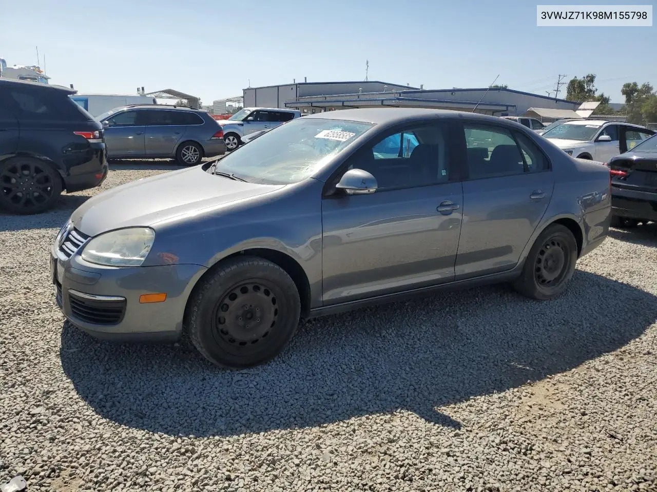 2008 Volkswagen Jetta S VIN: 3VWJZ71K98M155798 Lot: 62958585
