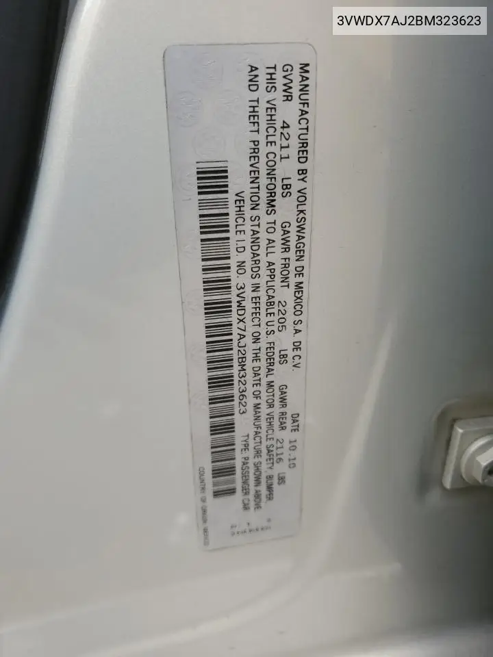 3vwdx7aj2bm323623 3VWDX7AJ2BM323623 2011 Volkswagen Jetta Se