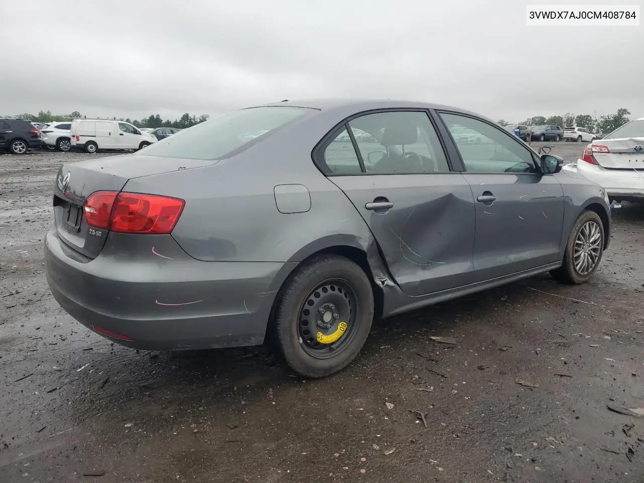 2012 Volkswagen Jetta Se VIN: 3VWDX7AJ0CM408784 Lot: 56673235