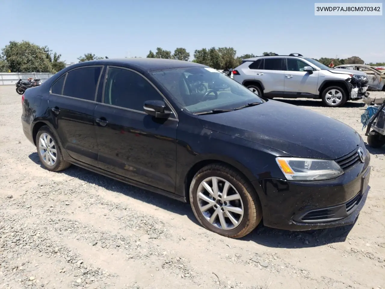 2012 Volkswagen Jetta Se VIN: 3VWDP7AJ8CM070342 Lot: 62965065