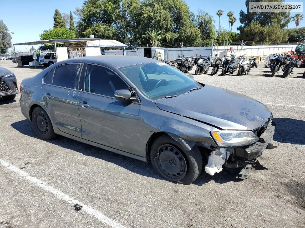 2014 Volkswagen Jetta Se VIN: 3VWD17AJ2EM322087 Lot: 62571155