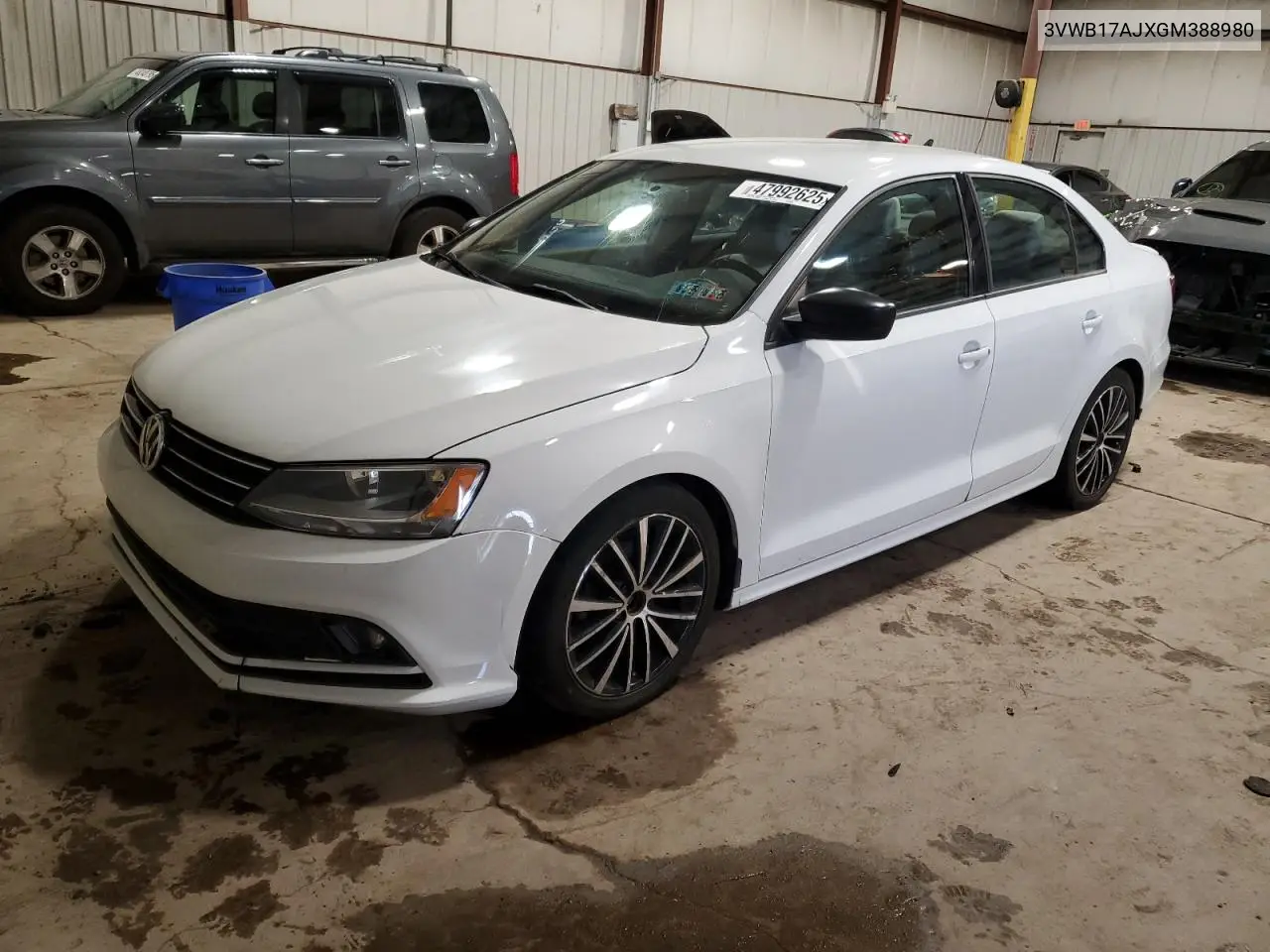 2016 Volkswagen Jetta Sport VIN: 3VWB17AJXGM388980 Lot: 47992625