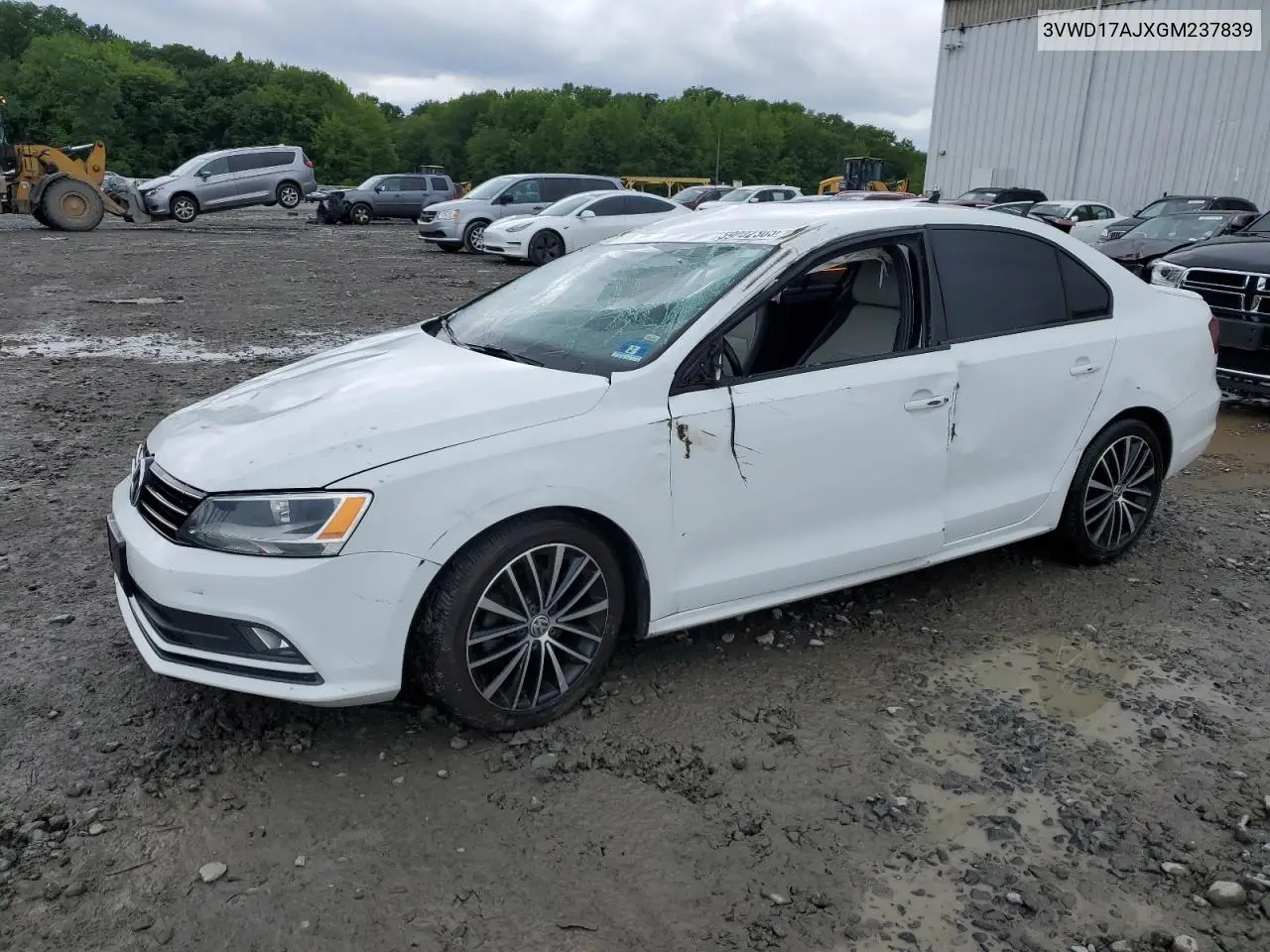 2016 Volkswagen Jetta Sport VIN: 3VWD17AJXGM237839 Lot: 59002305
