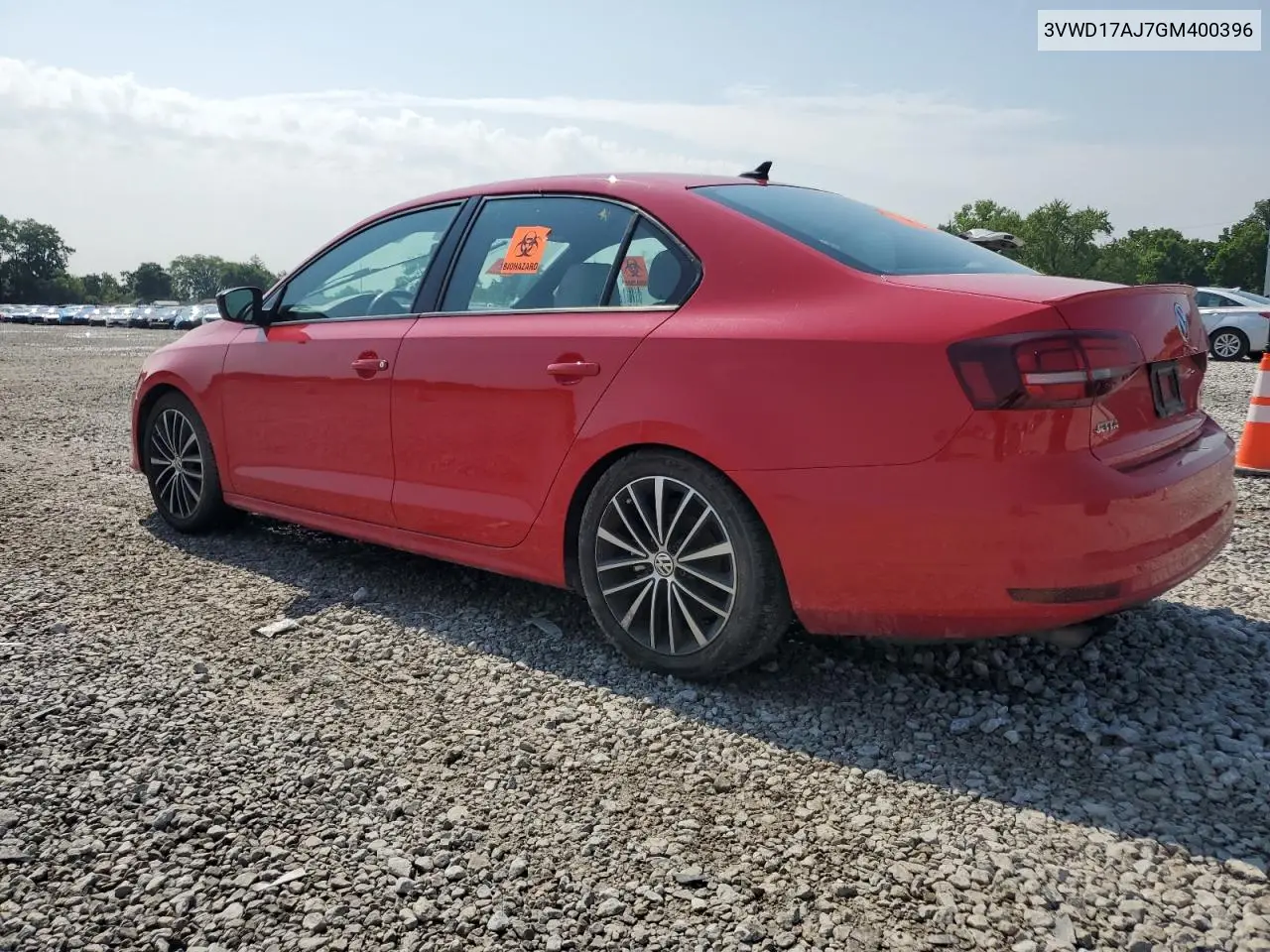 2016 Volkswagen Jetta Sport VIN: 3VWD17AJ7GM400396 Lot: 62401165