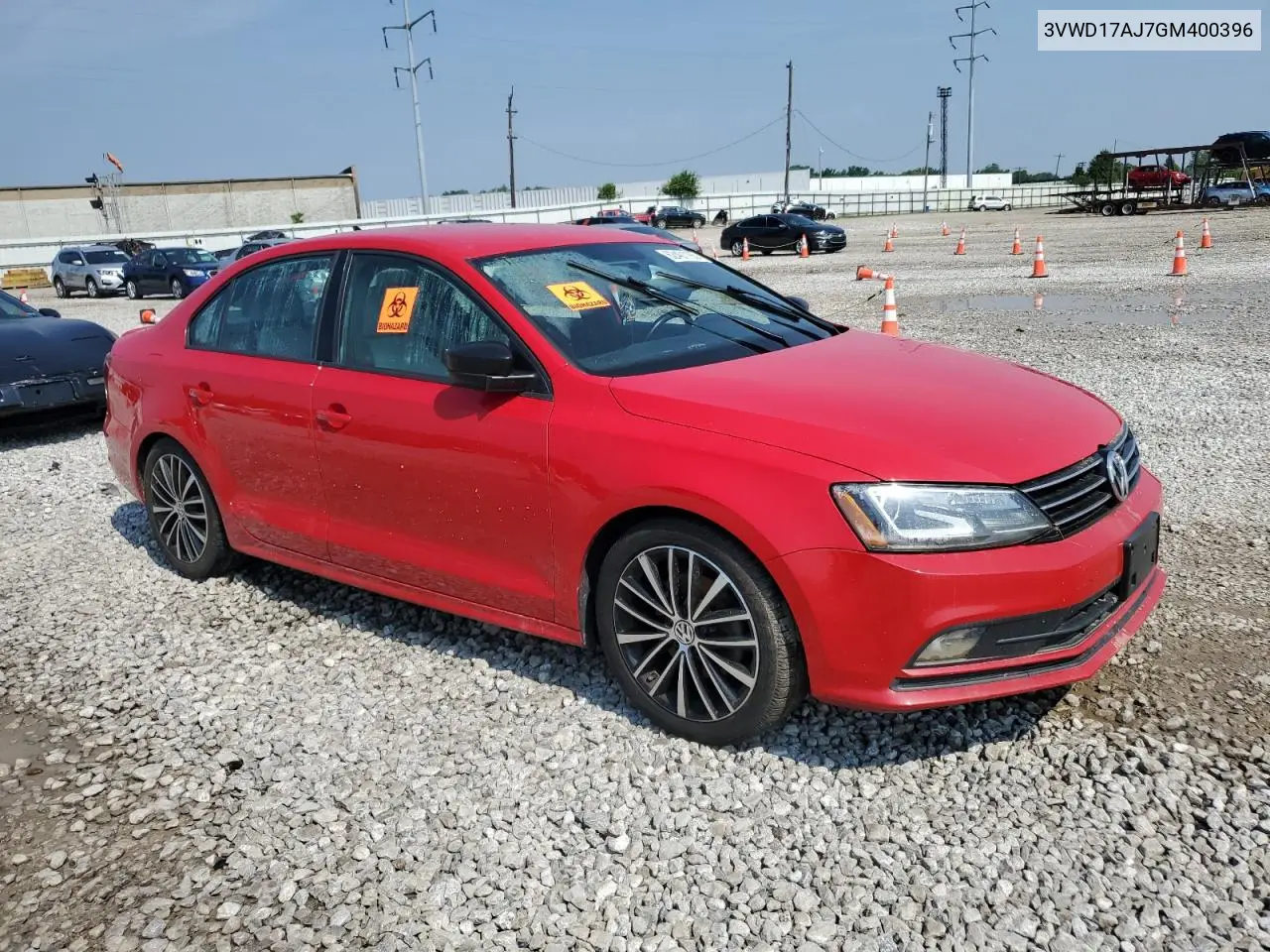 2016 Volkswagen Jetta Sport VIN: 3VWD17AJ7GM400396 Lot: 62401165