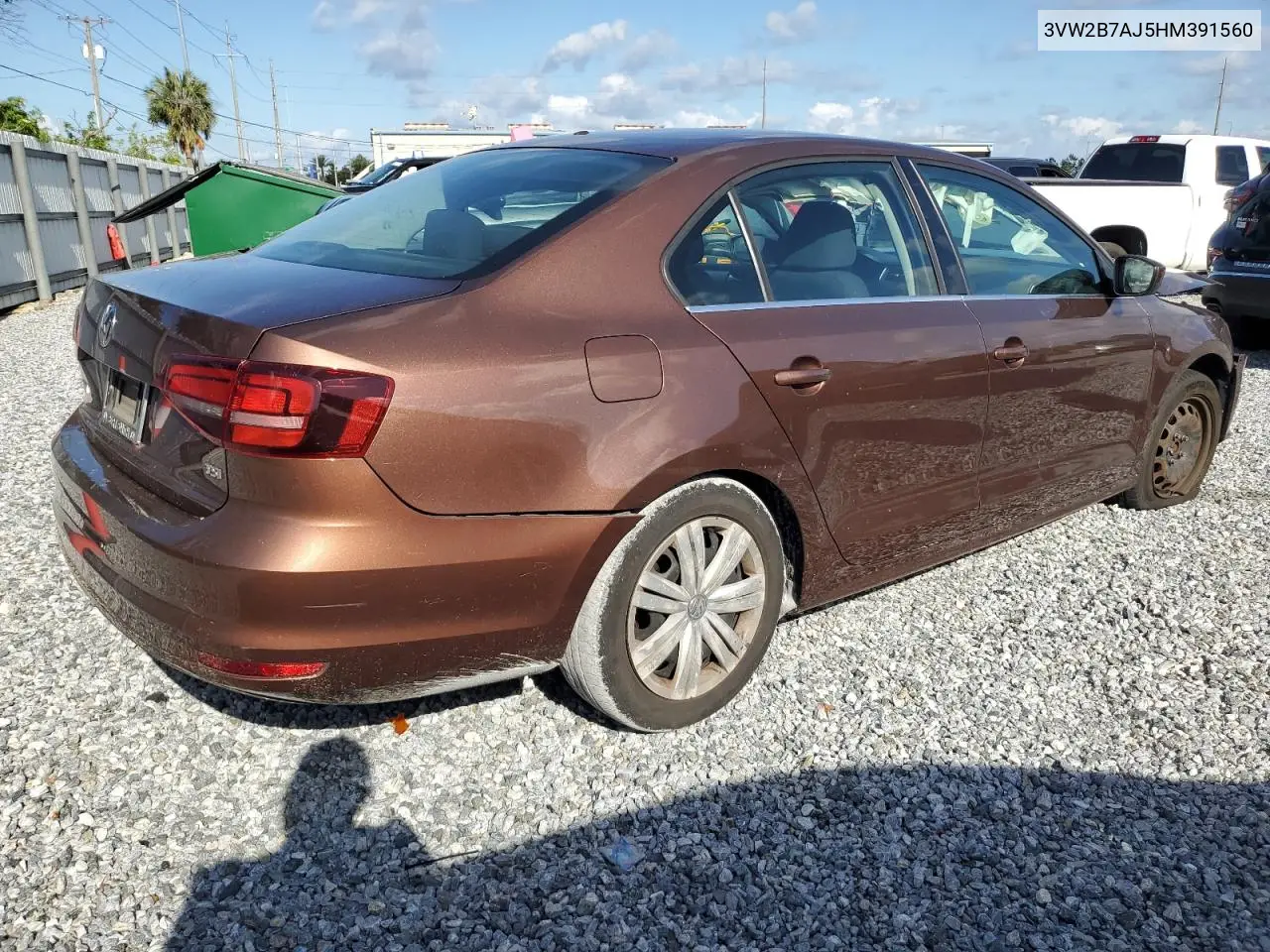 2017 Volkswagen Jetta S VIN: 3VW2B7AJ5HM391560 Lot: 57025065