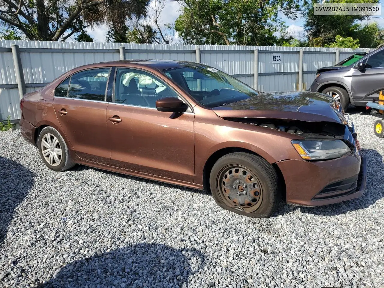 2017 Volkswagen Jetta S VIN: 3VW2B7AJ5HM391560 Lot: 57025065