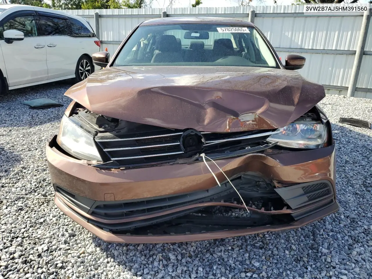 2017 Volkswagen Jetta S VIN: 3VW2B7AJ5HM391560 Lot: 57025065