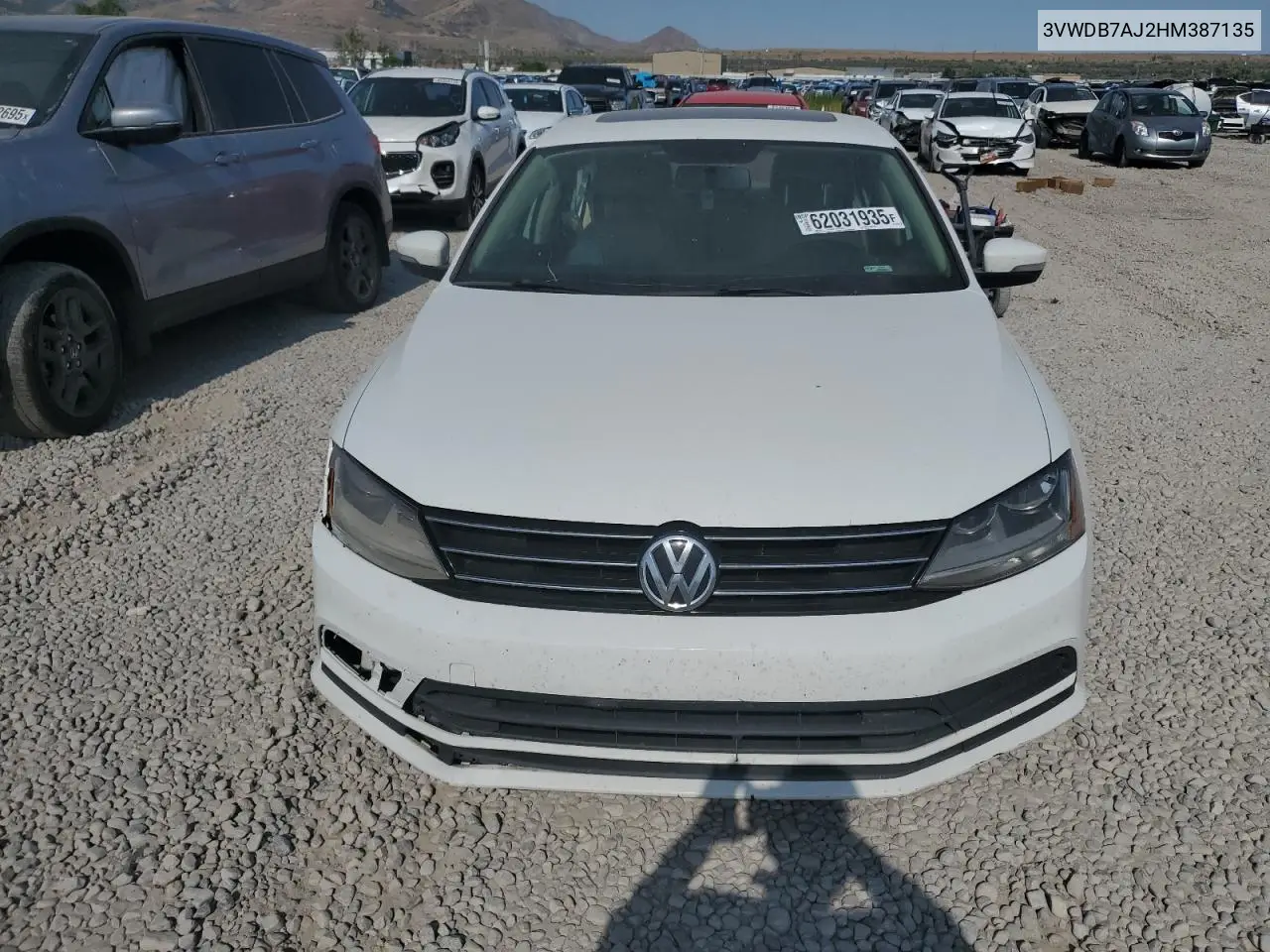 2017 Volkswagen Jetta Se VIN: 3VWDB7AJ2HM387135 Lot: 62031935