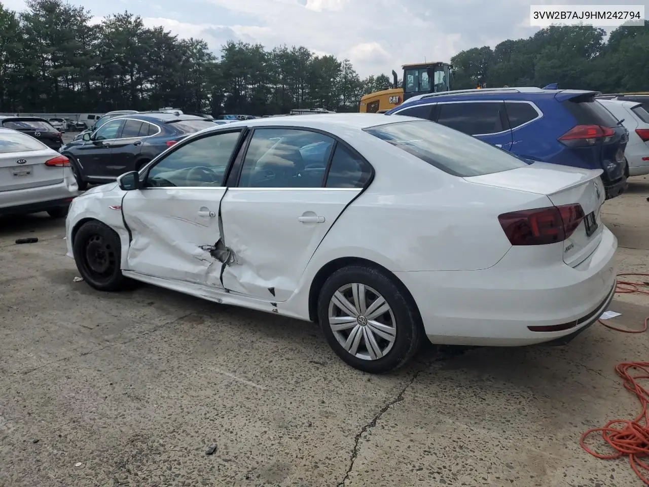 2017 Volkswagen Jetta S VIN: 3VW2B7AJ9HM242794 Lot: 63001205