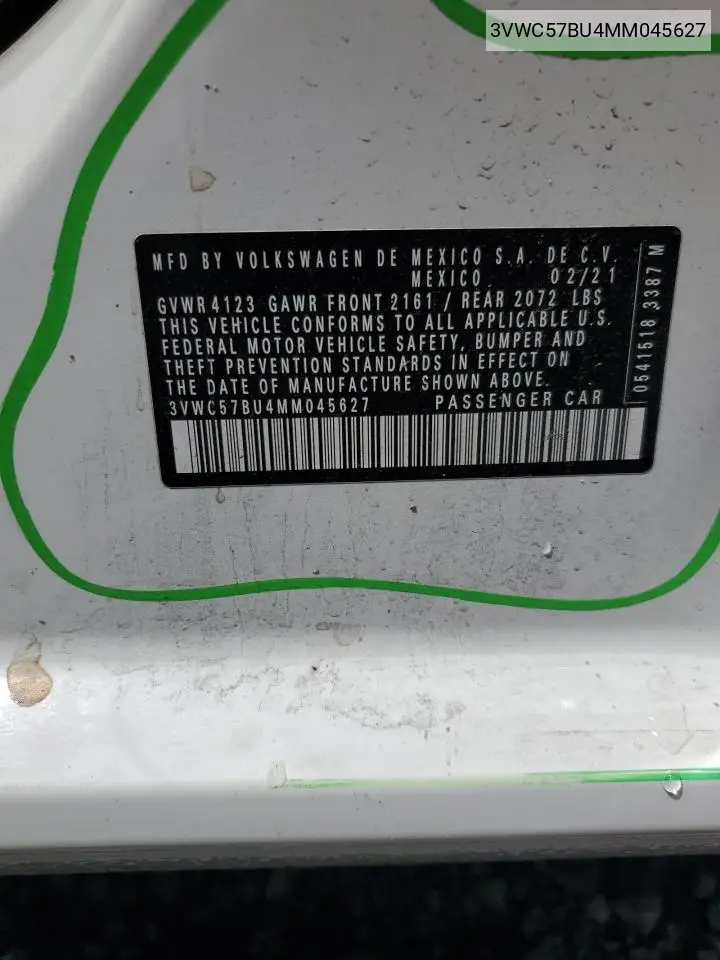 2021 Volkswagen Jetta S VIN: 3VWC57BU4MM045627 Lot: 56897855