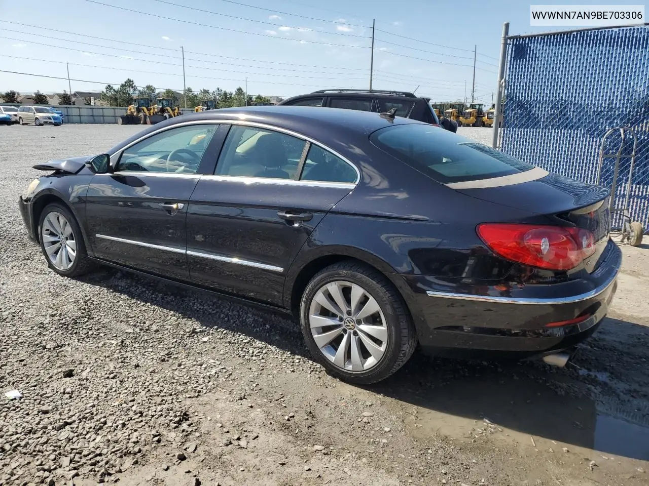 2011 Volkswagen Cc Sport VIN: WVWNN7AN9BE703306 Lot: 55340075